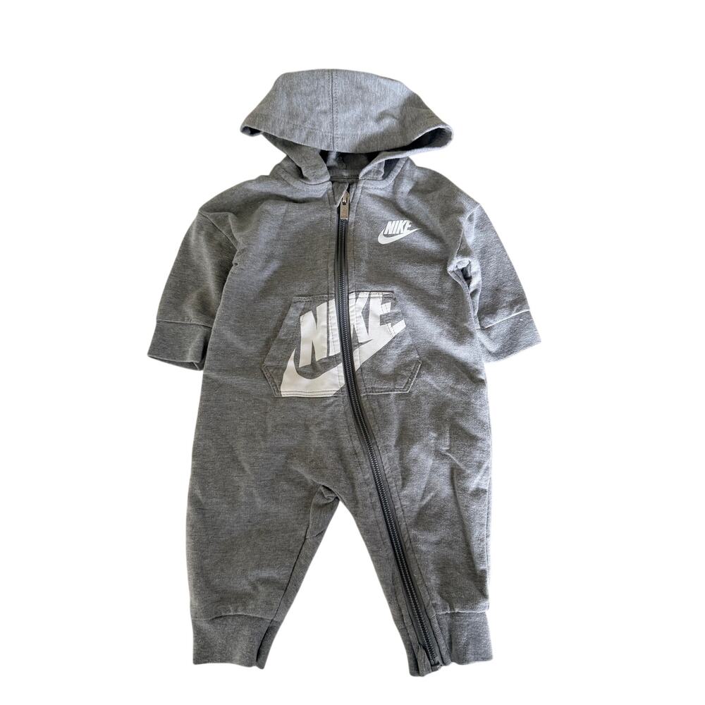 Nike Baby Hooded Coverall - Dark Grey Heather 3M - Picture 2 of 6
